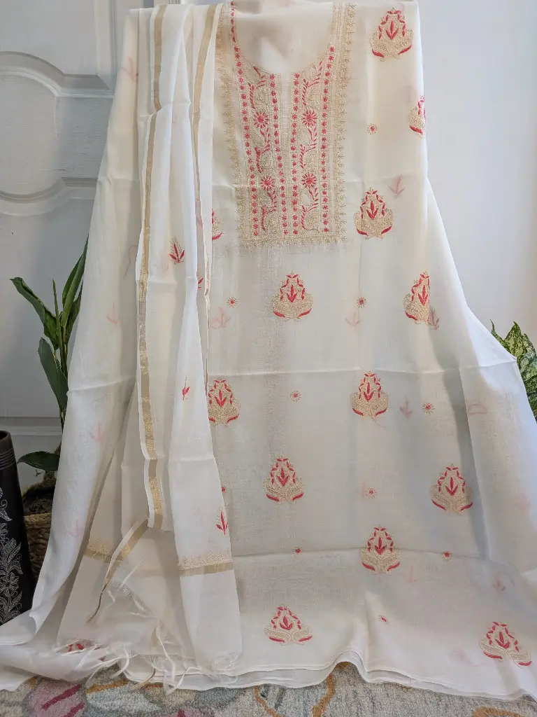 Mul Cotton Chikankari Kurta Set