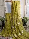 HARSHITA    Chanderi Chikankari Saree with Pearl and Zari work