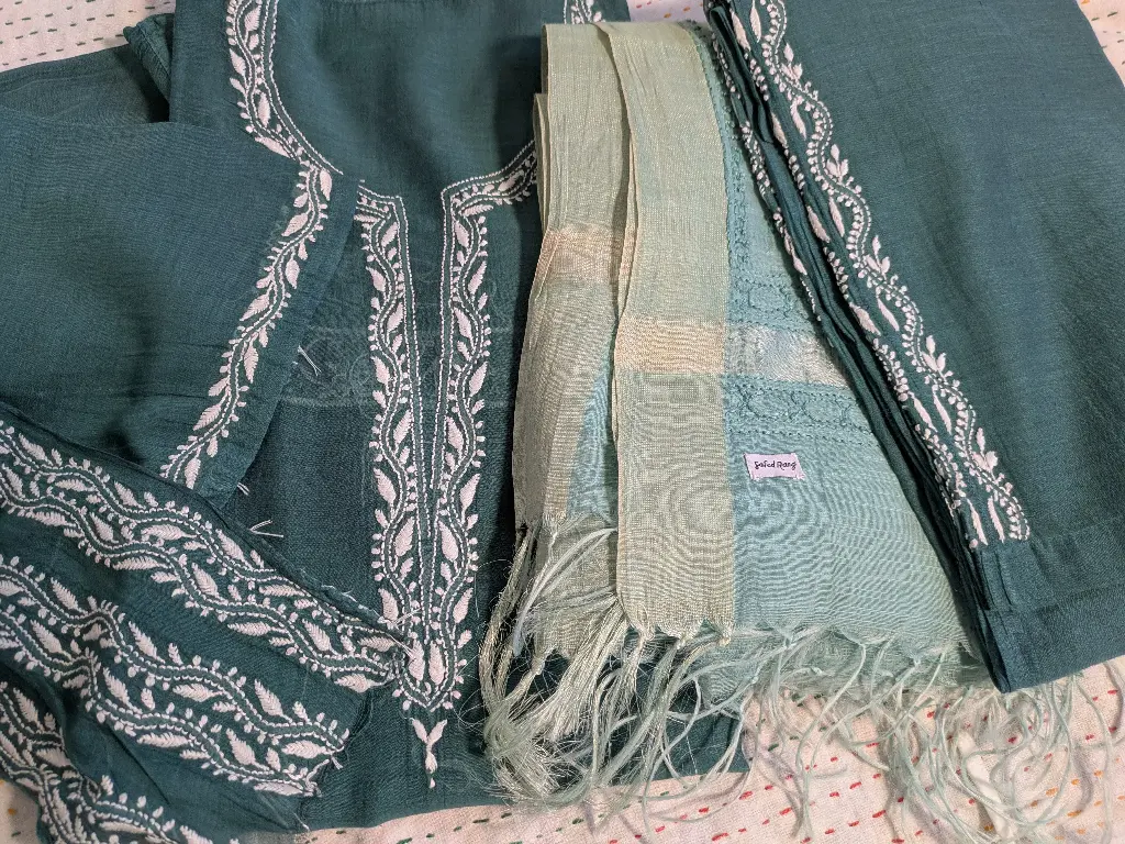Bottle Green 3 Pc Kurta set
