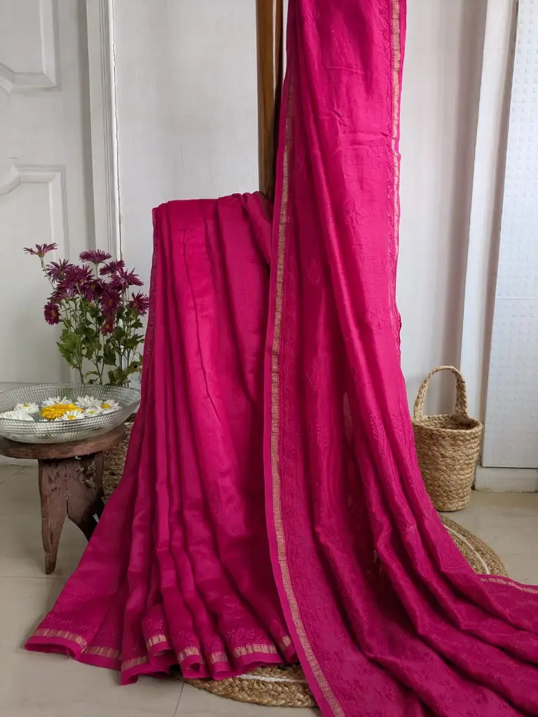 GULAB RAS   Chanderi silk saree with Monotone Elegance