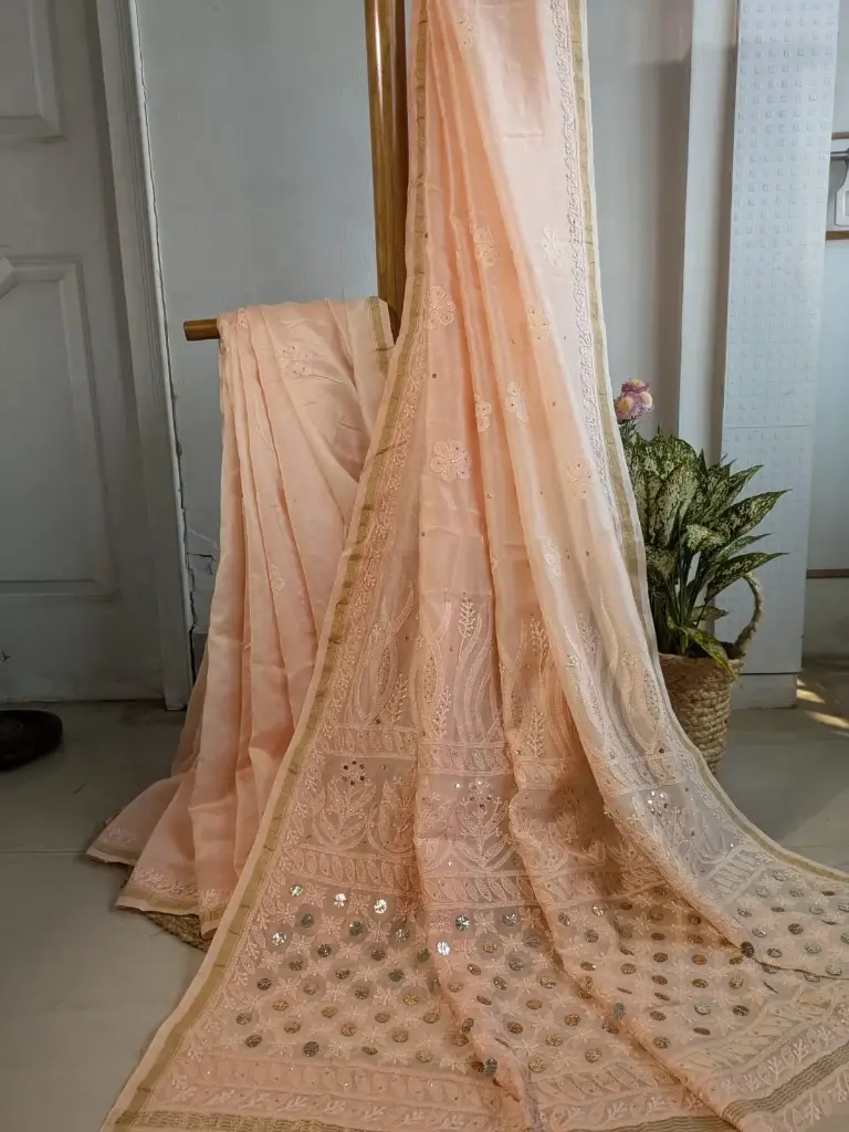 MOH  Chanderi Silk Saree with 
Kaamdani ,Mukaish work