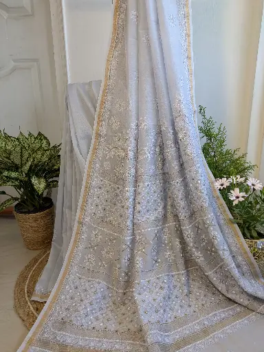 KOHINOOR  Chanderi Silk with Pearl,Cuttdana and Zardozi work