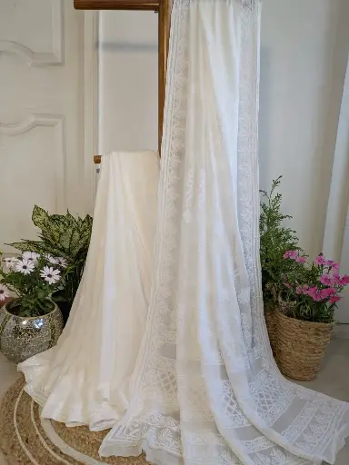 SHWATAMBARI Chiffon Chikankari Saree
