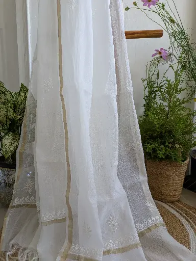 Chanderi Chikankari Dupatta
