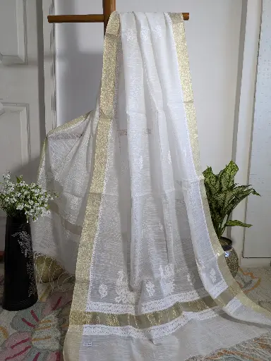 Chanderi Chikankari Dupatta