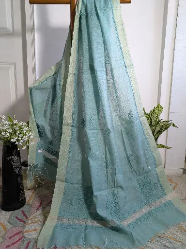 Chanderi Chikankari Dupatta