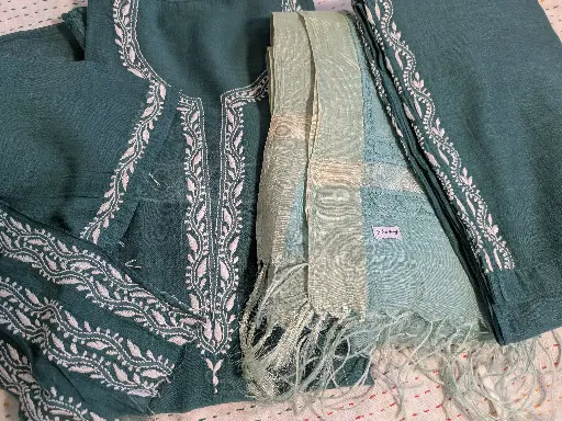 Bottle Green 3 Pc Kurta set