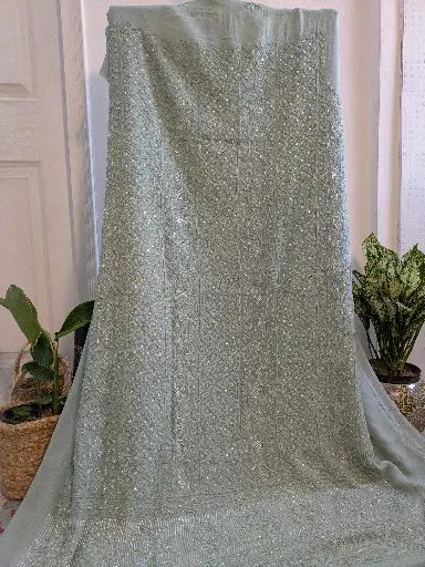 Topaz Green Viscose Chikankari 3 pc Suit set