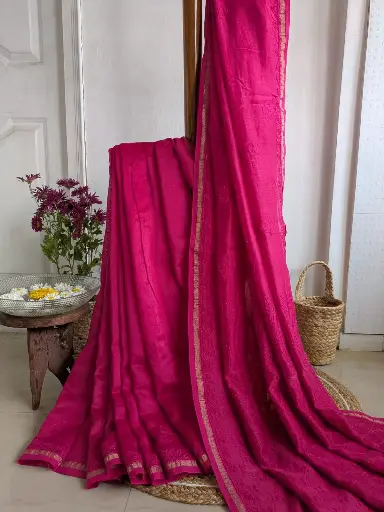 GULAB RAS   Chanderi silk saree with Monotone Elegance