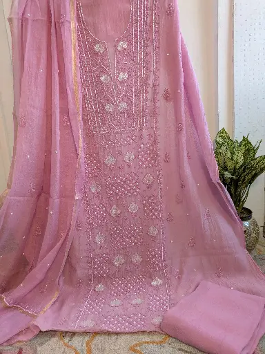 Purple Mul Cotton Suit Set 