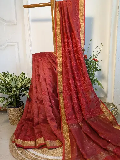 SINDOORI  Chanderi Silk Saree Monotone Elegance
