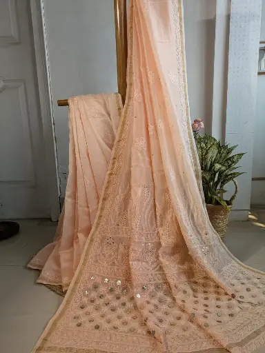 MOH  Chanderi Silk Saree with 
Kaamdani ,Mukaish work